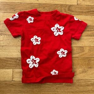 Girls' Red Short-Sleeve Tee with White Floral Appliqués